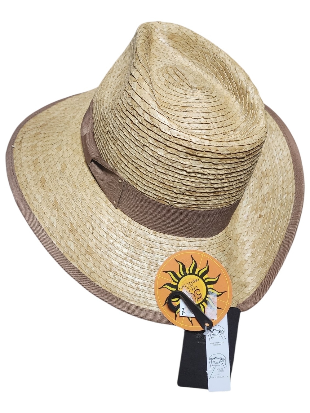 Men's Natural Straw Sun Hat with Brown Band